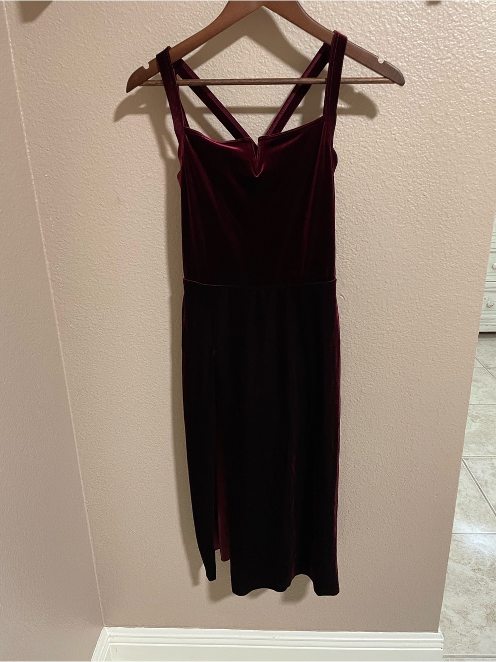 Weissman Velvet Midi Bodysuit Dress in Burgundy Lyrical Dance Costume